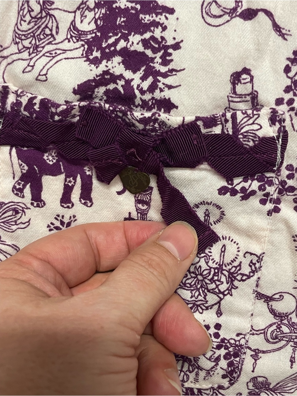Victoria's Secret Vintage Purple Elephant Toile Print Sleepwear Size Medium - Picture 4 of 5